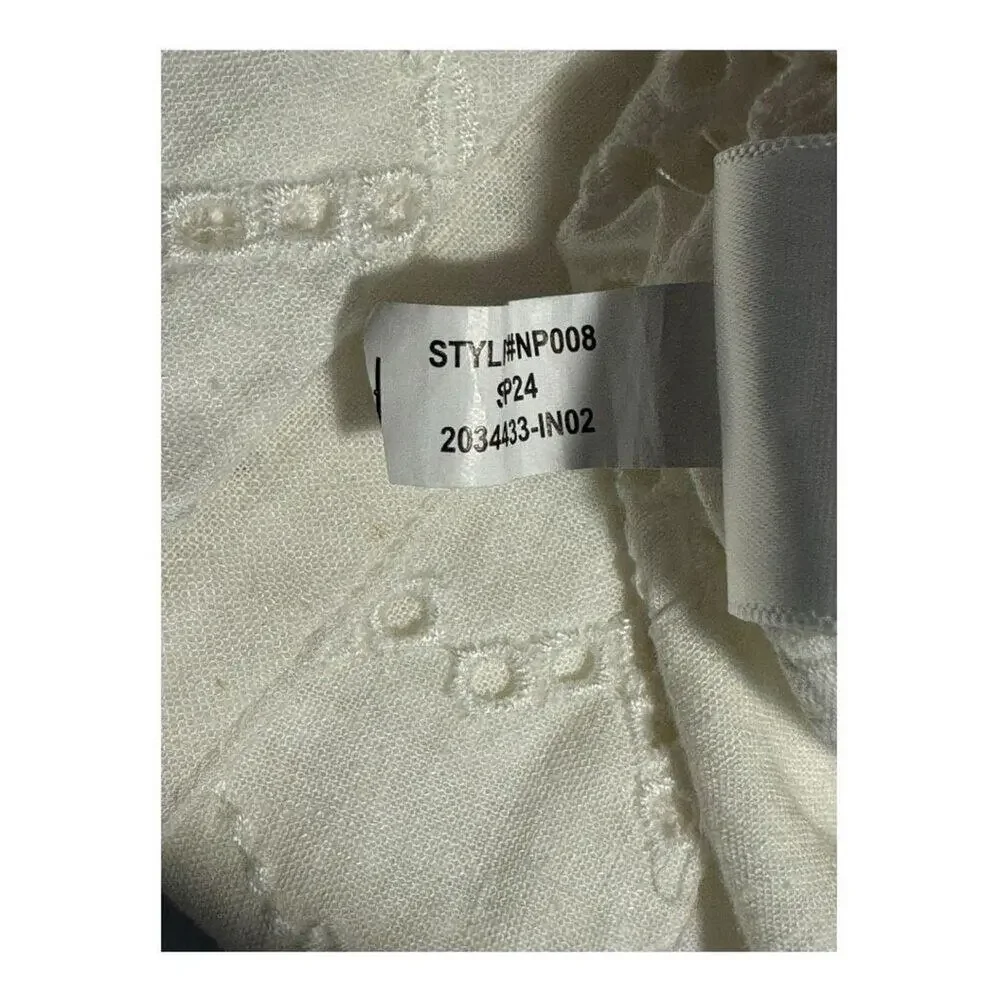 NEW Madewell Women’s Small Soft White Long-Sleeve Popover‎ Top in Eyelet NWT